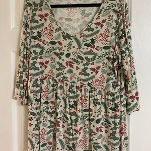 Floral V-Neck Babydoll Shirt
